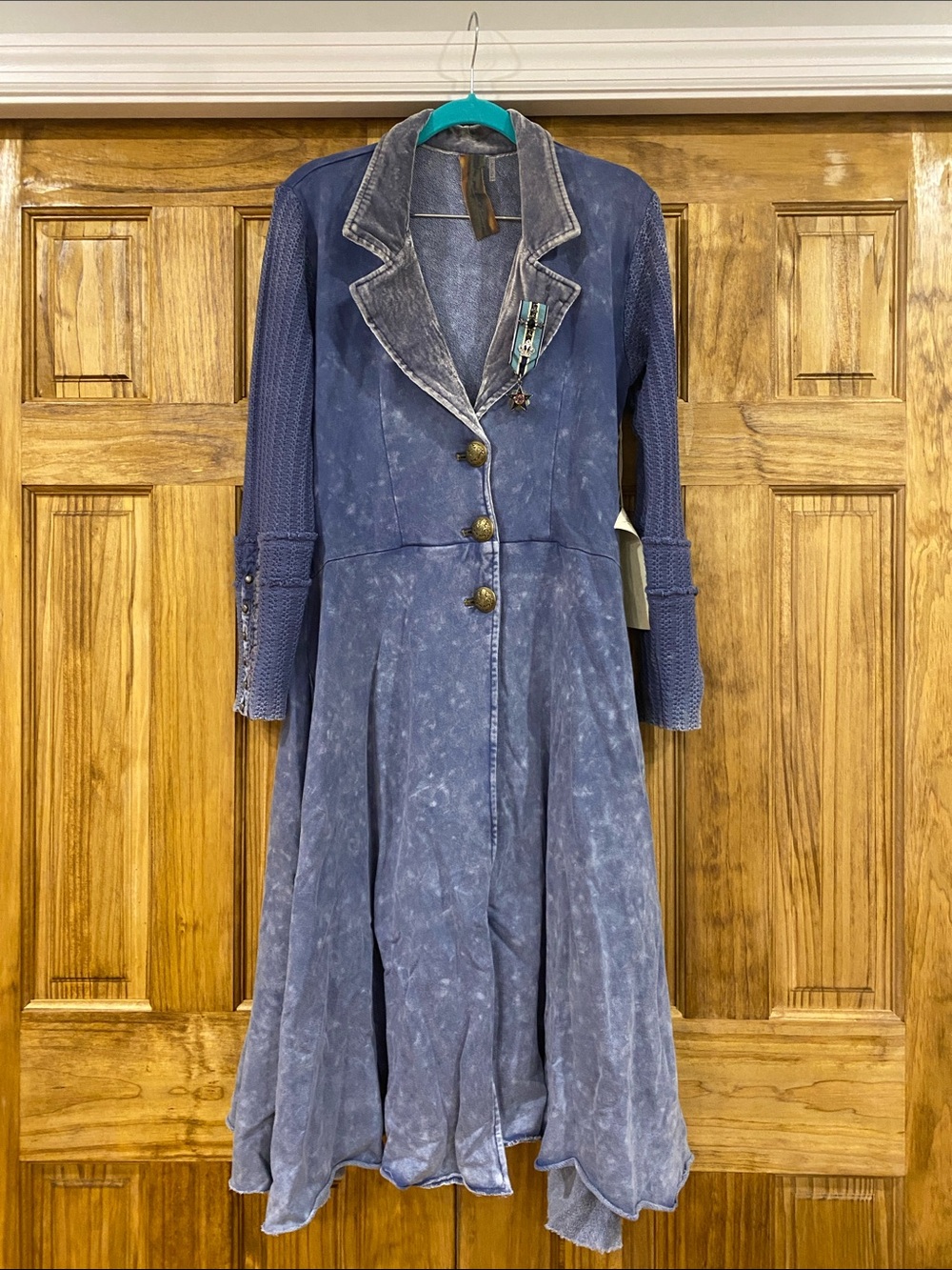 Aratta Distressed Blue Long Trench Coat